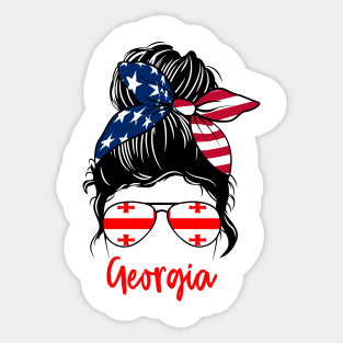 Georgia girl Messy bun , American Girl , Georgia Flag Sticker